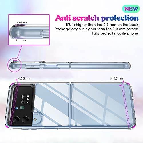 Ezavan pentru Samsung Galaxy Z Flip4 Case Clear, HD Crystal Slim Anti-Alunecare Anti-șoc bare de protecție Carcase de telefon