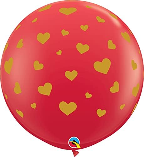 Calatex 36 Random Hearts-A-Round-Red Latex Balloane, multicolor