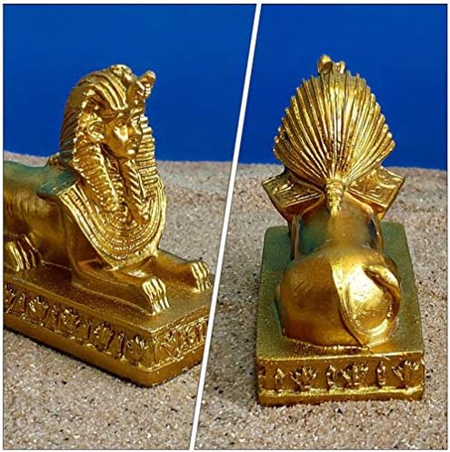 Nuobesty 2pcs rășină Sfinx Decorare Golden Egipt Sfinx Figurină de artizanat colectabilă pentru ornamente de bibliotecă pentru