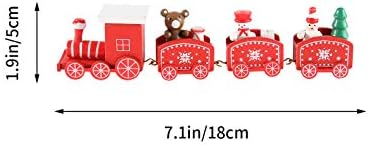TendyCyCoco Masă rustică Decor de Crăciun Mini Ornament de tren din lemn Patru secțiuni pictate din lemn de Crăciun decorațiuni