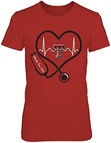 Fanprint Texas Tech Red Raiders Tank Top - Asistentă - Inima Stetoscop Bătău de inimă