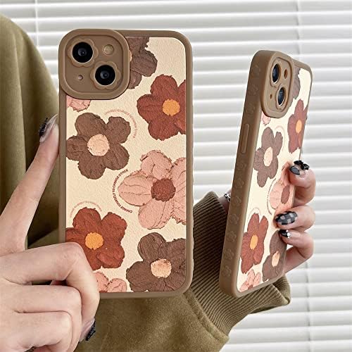 Drăguță carcasă de design a cadrului lateral cu flori compatibile cu iPhone 14 Plus Cover de protecție cutii din piele din