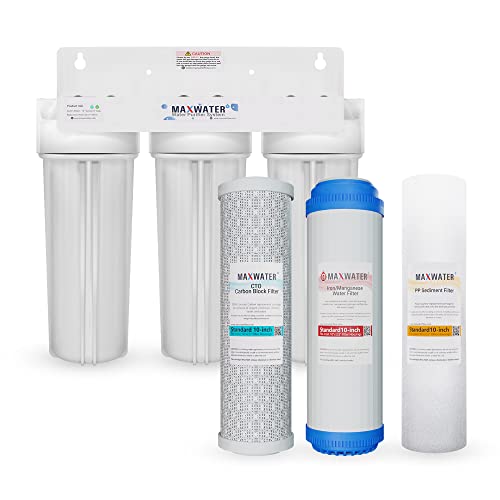 Sistem de filtrare a apei standard cu apă maximă de 3 etape de 10 inci pentru casă întreagă - sediment + mangan de fier + CTO
