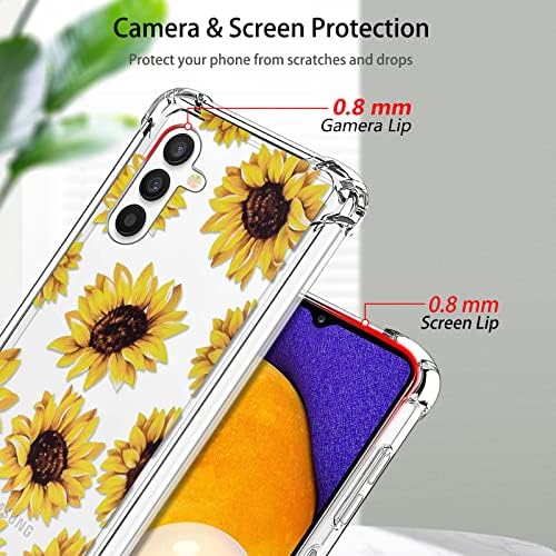 Carcasă de floarea soarelui galben pentru Samsung Galaxy A13 5G cu model floral de flori pentru femei Femei Clear Slim Soft