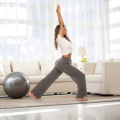 Pantaloni cu picioare pentru femei Dibaolong Watch Yoga Pantaje de yoga Drawstring Comfy Lounge Palazzo Pantaloni cu buzunare