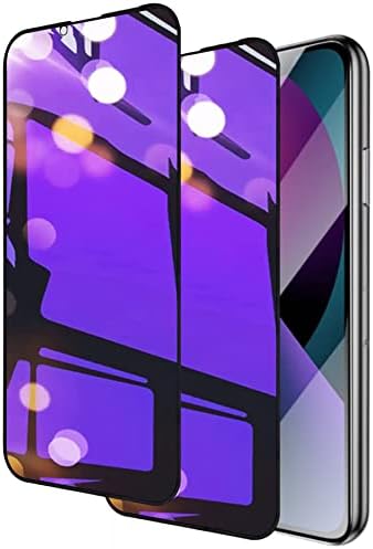 Westillux compatibil cu iPhone 14 și compatibil cu iphone 13 / 13pro protector de ecran de Confidențialitate 2 pachete Gradient colorat anti lumină albastră protecție ochi oglindă sticlă călită Anti-Peep Anti-spion HD film clar Caz Prietenos