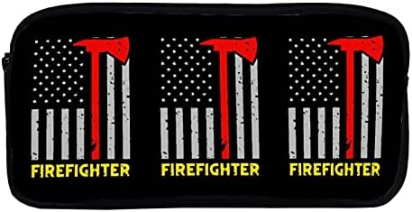 Funnystar Firefighter Ax Linie subțire SUA Flag Flag Capacitate mare Creion 2 straturi Creion pungă de pungă pentru birou Organizator
