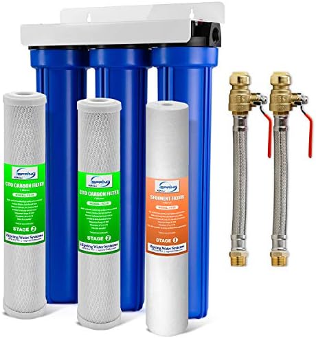 ISPRING WCB32O+AHPF12MNPT12X2 Sistem de filtrare a apei cu 3 etape cu 3 etape cu sedimente fine supradimensionate și filtre