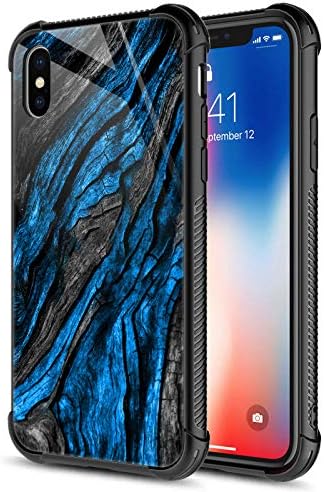 Carloca iPhone XR Carcasă, Navy Blue Camo Wood Grain iPhone XR Cases for Girls Boys, Graphic Design Graphic Sockproof Anti-Rusch
