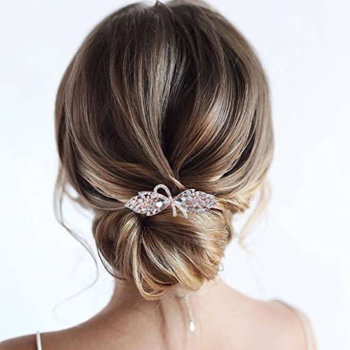 Larancie Rhinestone Hair Clip Gold Bow Rhinestone Hair Barrettes Crystal Bridal Hari Accesoriu Clip decorativ Clipe de nuntă