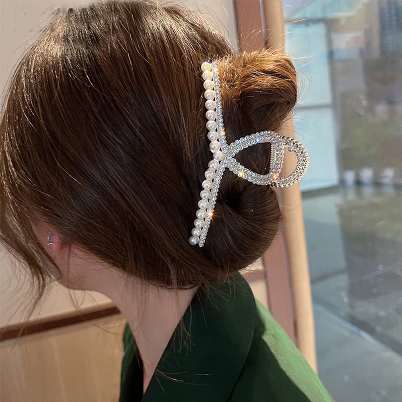 Claw de păr de cristal cu perlă cu strat dublu pentru femei Culoare auriu părul de păr Metal Accesorii pentru păr Pincer Barrette