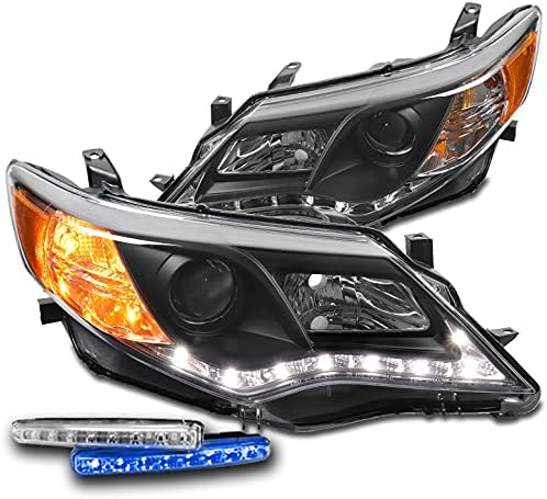 ZMAUTOPARTS LED benzi proiector faruri faruri negru w / 6 Albastru DRL compatibil 2012-2014 Toyota Camry