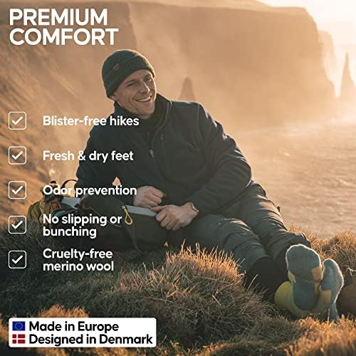 Endurance daneză Merino Lână Lumină Șosete 1 pachet pentru bărbați, femei și copii, trekking, fabricat în UE, scurt-difuzat,