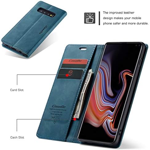 CaseMe pentru Samsung Galaxy S10 Plus Portofel caz, anti-toamna retro manual din piele magnetice Flip caz cu Kickstand, Card