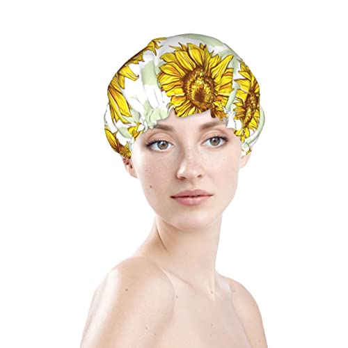 Femei Reutilizabile Stretch Tiv Păr Pălărie Floarea-Soarelui Recolta Plante Dublu Straturi Impermeabil Duș Cap Baie Cap