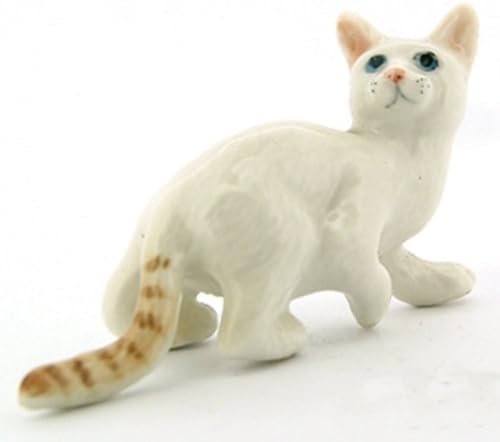 Changthai Design Dollhouse Miniaturi Ceramică Albă Tabby Bengal Cat nr. 2 Figurină Animalele Decor