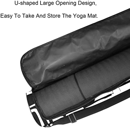 Yoga Mat Bag, alb-negru Abstract model exercițiu Yoga Mat Carrier Full-Zip Yoga Mat Carry Bag cu curea reglabilă pentru femei