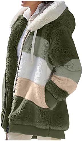 Paltoane de iarnă Zefotim pentru femei, 2022 plus dimensiune Fleece Plush Flush Geacă cu glugă cu glugă COMPY COMBY COMENT