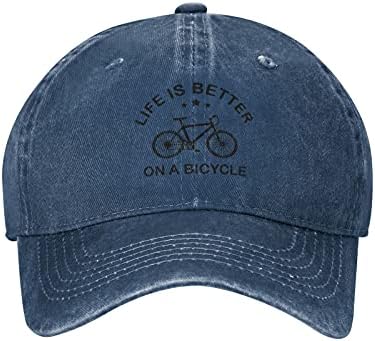 Viața este mai bună pe un slogan de bicicletă pălării de Cowboy Unisex șepci de Baseball reglabile Deep Heather