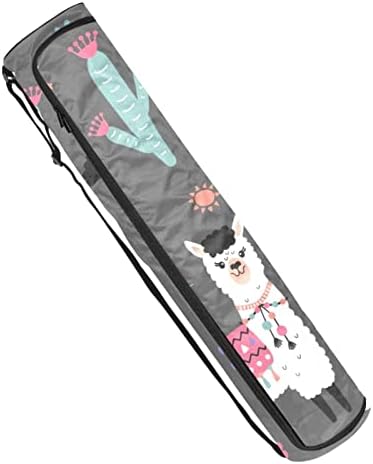 Cartoon Llama Alpaca cu Cactus Yoga Mat pungi Full-Zip Yoga Carry Bag pentru femei bărbați, exercițiu yoga mat Carrier cu curea
