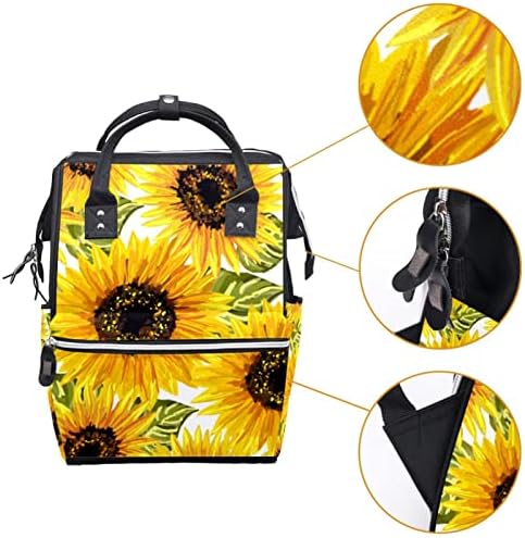 Rucsac cu sac de scutece VBFOFBV, rucsac de călătorie multifuncțional, flori florale de floarea -soarelui patter