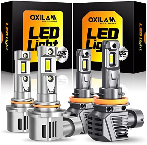Oxilam 2023 Upgrade H11/H8/H9 Becuri cu LED 22000lm și 9006/HB4 Bulbi LED 16000lm Super Bright 6500K Plug alb și Play Hlogen