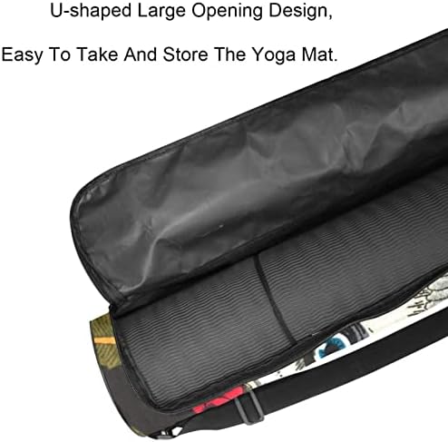 RATGDN Yoga Mat Bag, Cranii trandafiri roșii exercițiu Yoga mat Carrier Full-Zip Yoga Mat Carry Bag cu curea reglabilă pentru