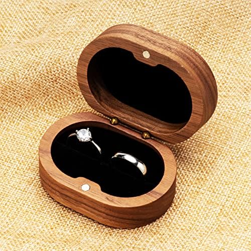 CoSSO 2 pachet cutia de inel din lemn pentru ceremonia de nuntă