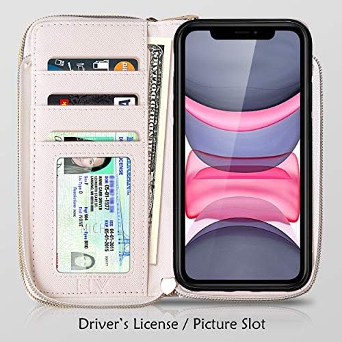 Husă pentru portofel ELV concepută pentru husă din piele PU iPhone 11 Folio Flip cu sloturi pentru carduri de Credit, husă