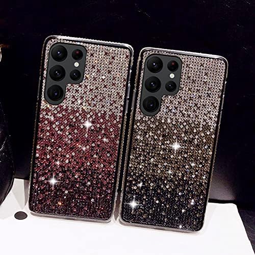 Linyune pentru Galaxy S23 Case Gradient Bling Carcasă cu Diamond Sparkle Glitter, Richin Shiny Crystal Rhinestone TPU BUMPER