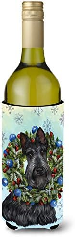 Caroline's Comorsures PPP3181LITERK Scottie Christmas Snowflake Vin Bottle Hugger, sticla cu mânecă rece Hugger Mașină lavabilă