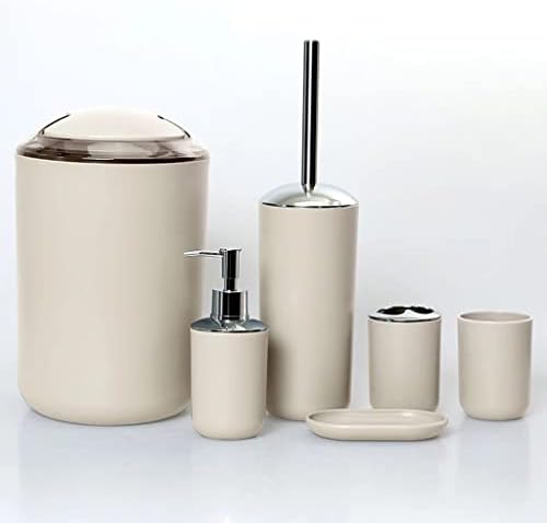 HOUKAI 6pcs Baie Accesorii Set periuta de dinti titularul Cupa săpun Dispenser Antena toaletă perie gunoi poate plastic pahar