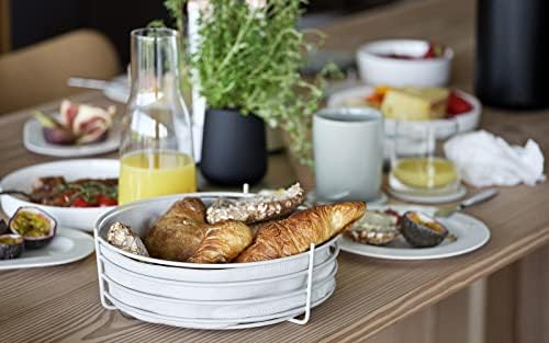 Zona Danemarca, coș de pâine single cu căptușeală de pânză lavabilă, metal, design modern, cald-gri, 1 număr