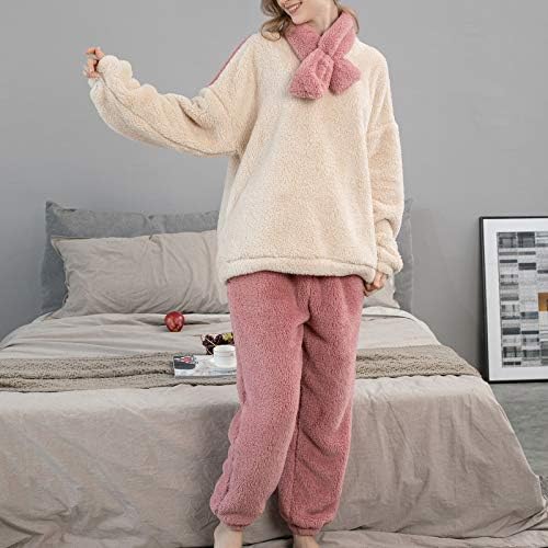 Lung femei maneca Sleepwear pantaloni buzunar iarna costum pijama Soild femei Sleepwear cămașă de noapte pijamale femei Pantaloni