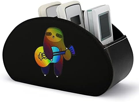 Guitar Sloth Rainbow Sloth Love Music Pu Pu piele de la distanță Telecomandă Holder Desk Organizator Cutie de depozitare cu