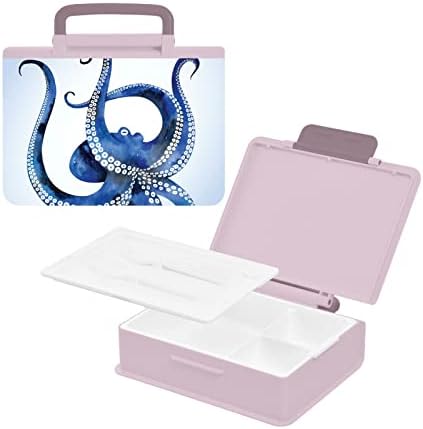 Alaza Blue Marine Kraken Octopus Bento Bento Box de prânz BPA, fără scurgeri de scurgeri, containere de prânz cu furcă și lingură,