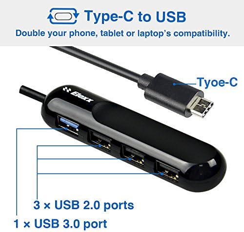 Hub USB-C, Elexx USB-C până la 4 porturi USB 3.0 Hub pentru toate dispozitivele USB Type-C, cum ar fi Surface Pro 4, Chromebook