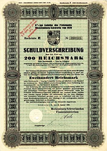 Anleihe des Freistaates Mecklenburg-Schwerin 200 Reichsmark - Bond