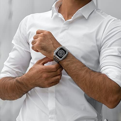 Nereides compatibile cu Band Watch Apple, curea din oțel inoxidabil cu carcasă de protecție pentru protecție pentru IWatch