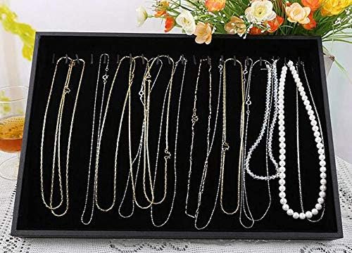 Papinimo Catifea Neagră 20 cârlige bijuterii colier titular brățară Organizator cutie lanțuri afișa tava pentru femei Fete