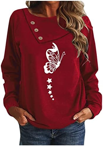 Jjhaevdy pentru femei casual imprimeu cu mâneci lungi topuri butoane gât fleece pulovere bluză ușoară cu bluză ușoară