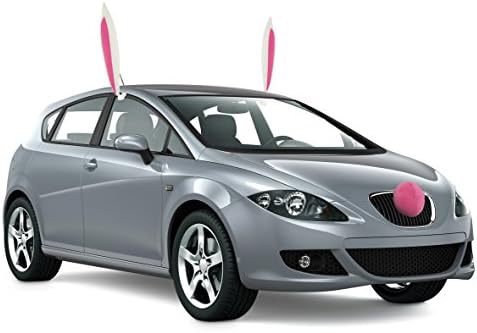 Costum de iepuras de Paște Kovot pentru mașină - Accesorii drăguțe pentru mașini - 16 centimetri urechi de iepuras roz și 4