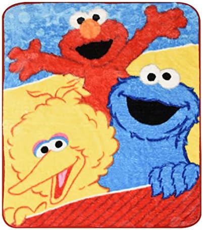 Sesame Street Kids aruncă pătură, Elmo, Big Bird and Cookie Monster, tot sezonul super confortabil și moale, pentru copii mici,