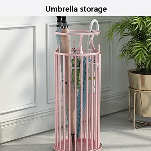 LRPJ Umbrella Storage Metal Umbrella Holder Organizator de intrare cu cârlige, Coș umbrelă pentru birou de acasă Intrare Holul