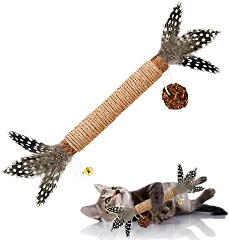 Jucării pentru pisici GREMBEB, jucărie cu pene de pisică Silvervine 10 pachet pisoi Chew Stick Catnip tratați cu clopot pentru