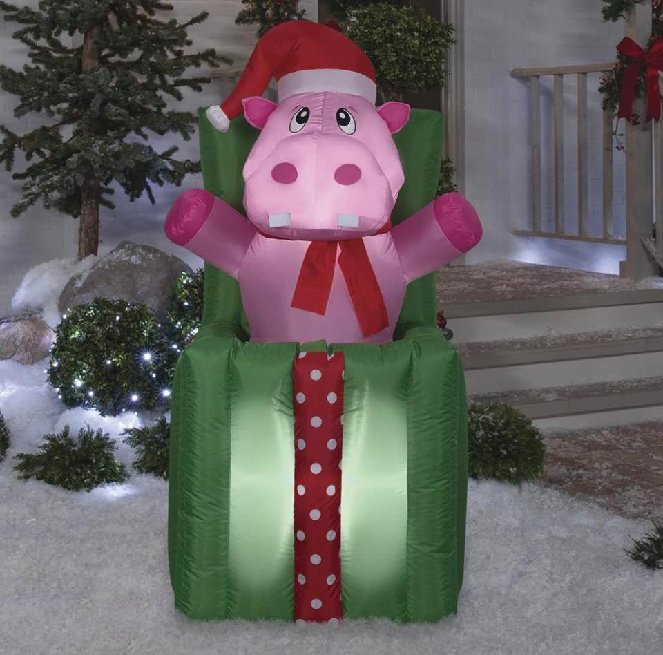 5ft animate Pop - Up Hippo Crăciun gonflabile de Gemmy