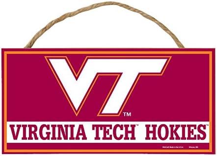 Wincraft NCAA Virginia Tech Hokies Semne din lemn hardboard cu frânghie, 5 x 10 inch, multi