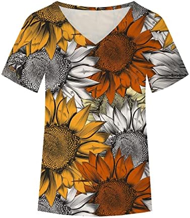 Bluză tricou pentru femei vara toamna moale comfy îmbrăcăminte cu mânecă scurtă bumbac v gât grafic brunch top cx cx