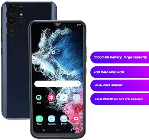Telefon mobil Heayzoki S22 Ultra Pro Android, Smartphone deblocat de 6.52in 4 GB 64 GB 1400x3200 Ecran de cădere Dual Card
