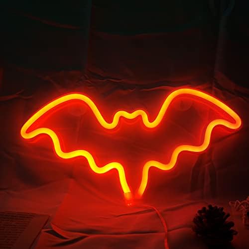 ZXNEHG Halloween Bat LED Neon Sign Lights, decorare Halloween Bat Neon Light Sign cu USB alimentat pentru dormitor Petrecere
